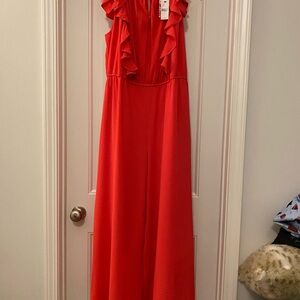 Lane Bryant Vibrant Red Ruffle Jumpsuit